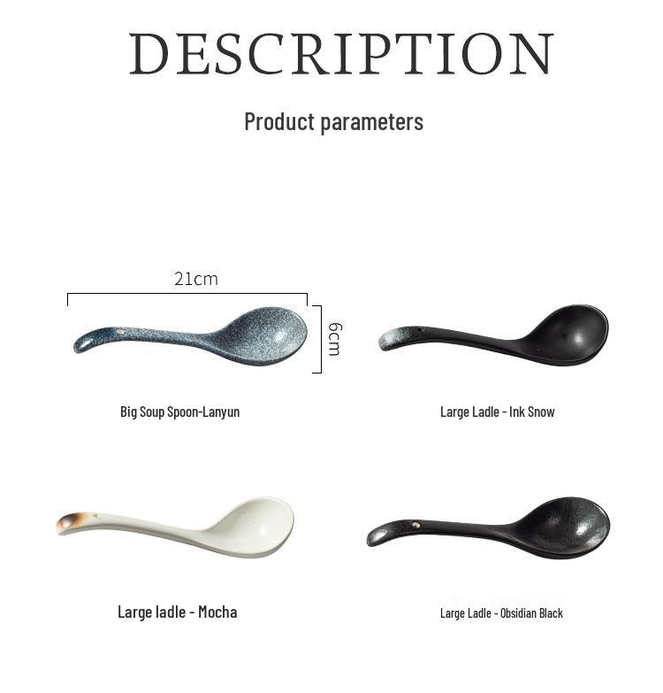 Japanese Ceramic Long-Handle Soup Spoon for Porridge & Hot Pot
