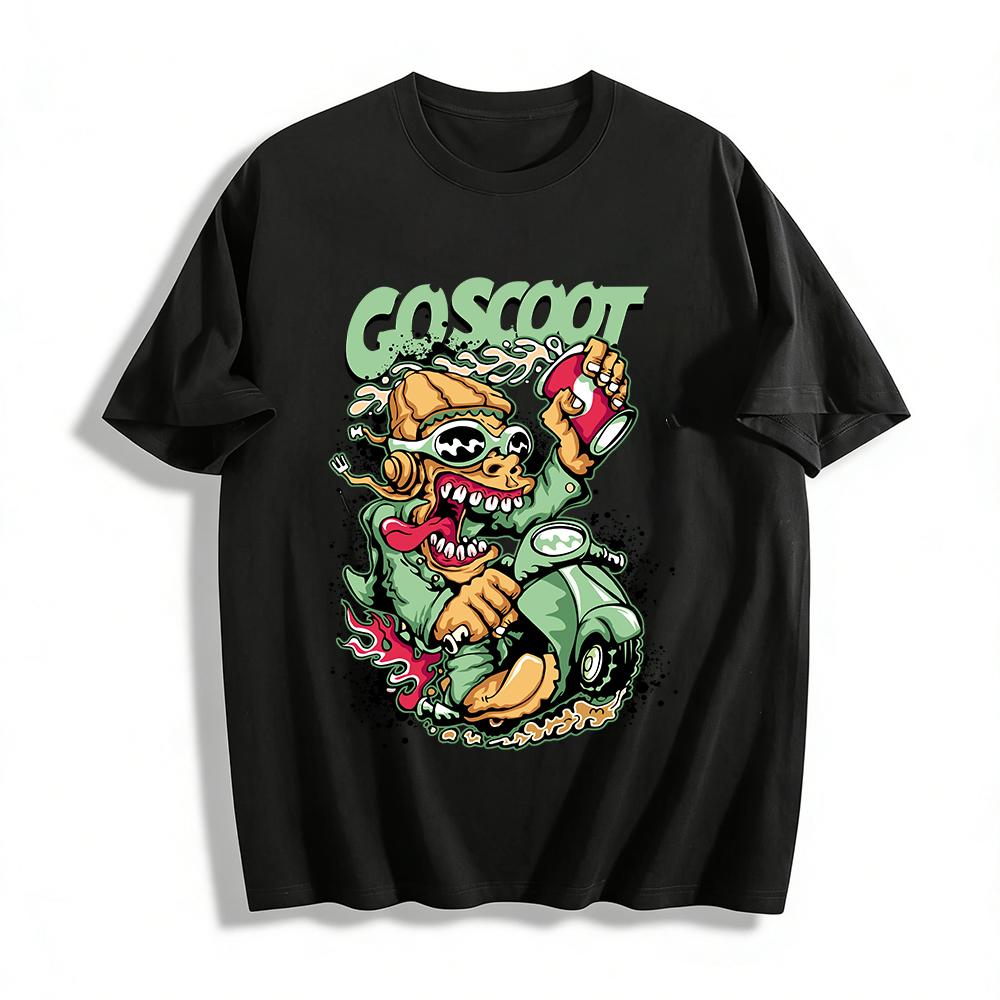 Go Scoot Crazy Monkey Print Tee Street Trendy Casual Loose Top Pure cotton T-shirt XXS