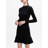 Small Fashion Slim Fit Ruffled Versatile Small Black Dress 2025 Spring & Fall New Arrival Minimalist Long Sleeve Base Dress