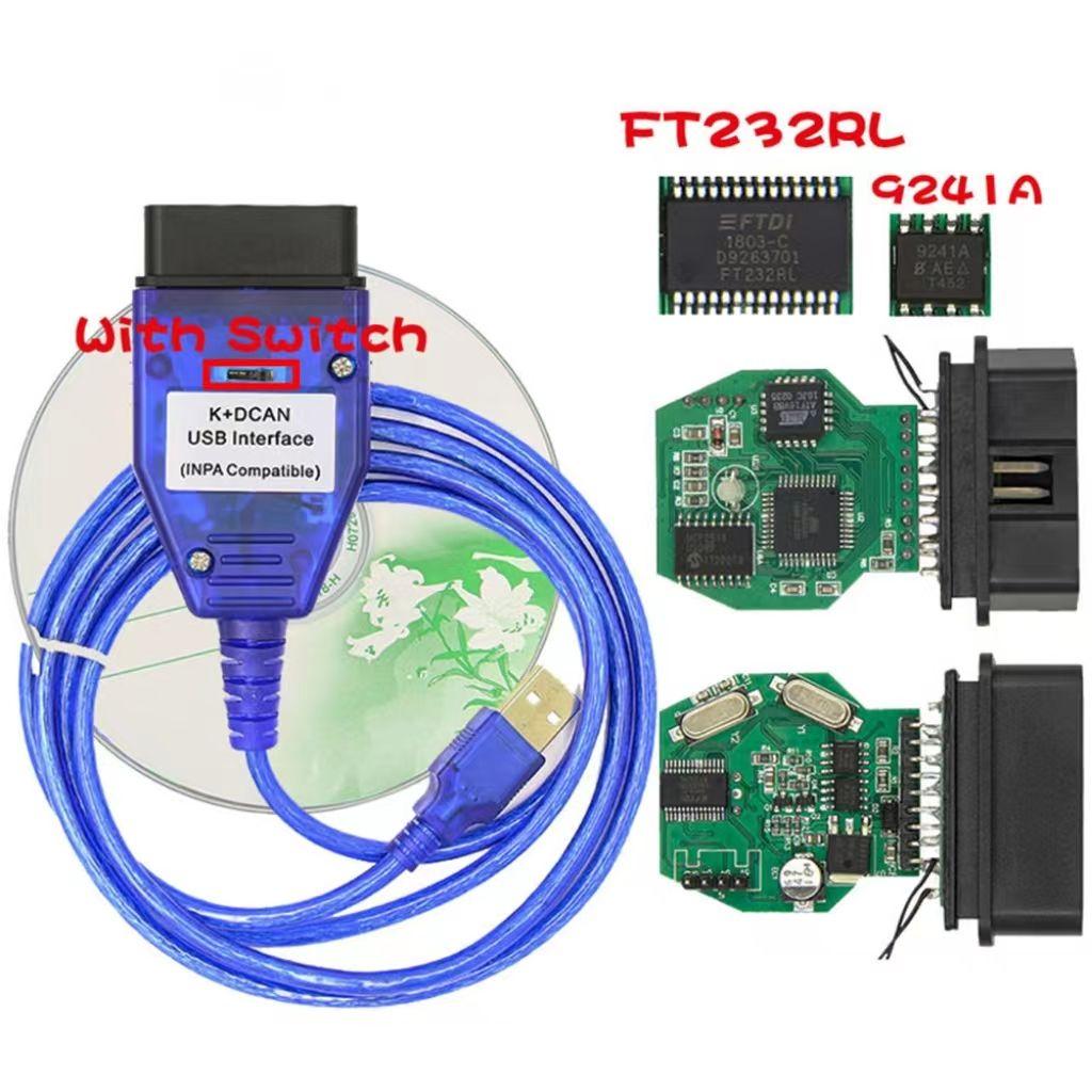 K+DCAN For BMW E Series FTDI FT232RL with Switch K DCAN for BMW OBD 2 OBD2 Scanner Code Reader OBDII Car Diagnostic Auto Tools