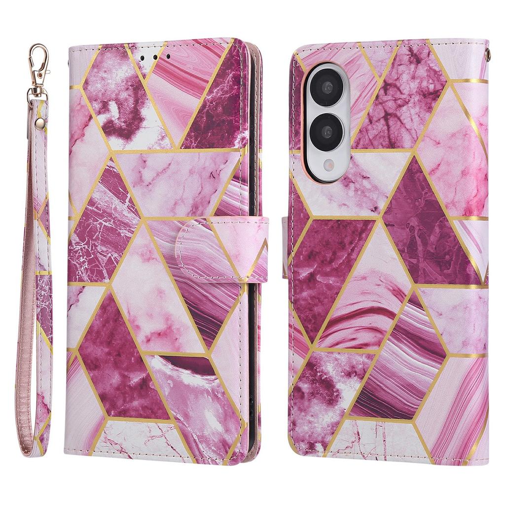 For Samsung Galaxy S25 Edge Case Lacquered Marble Pattern Leather Phone Cover