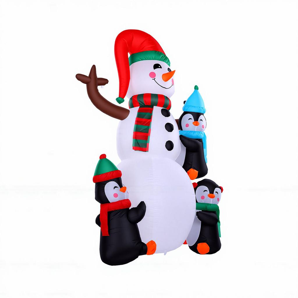 Inflatable Snowman with Penguins Lights Blower 5.9ft Polyester Blow Up Snowman for Xmas Holiday Decor