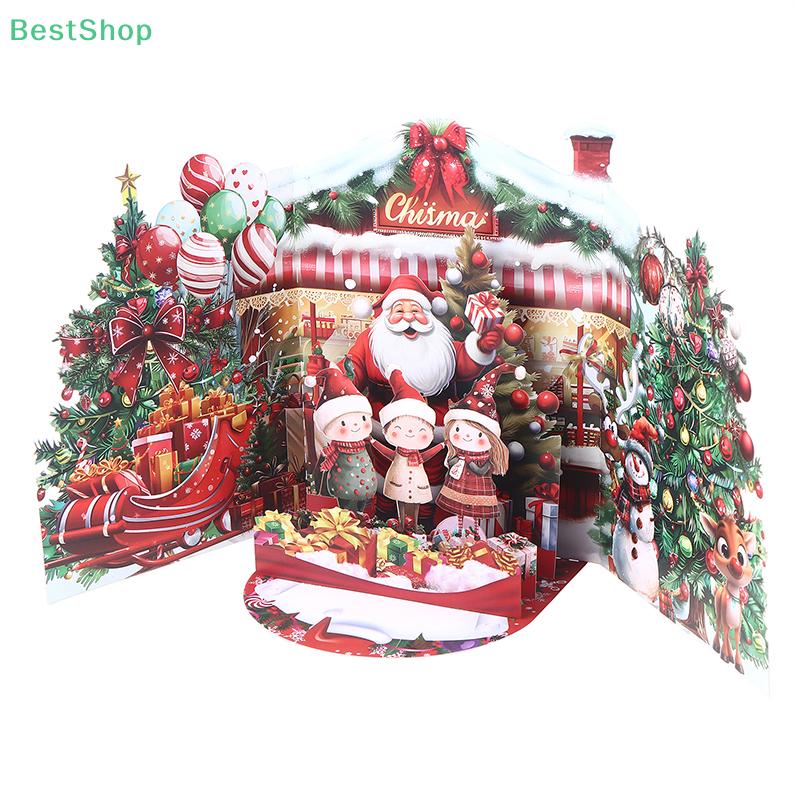 Cartolina di Natale a Tre Pieghe con Babbo Natale 3D, Cartolina di Benedizione Scritta a Mano per la Vigilia di Natale