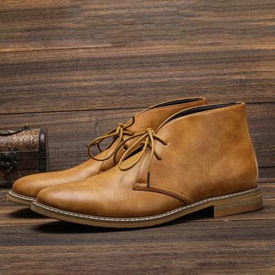 2025 Jesień Wczesna Zima Buty Męskie Botki Płaskie Modne Styl Brytyjski Pustynne Botas Marka Męskie Obuwie Duży Rozmiar 45 D198