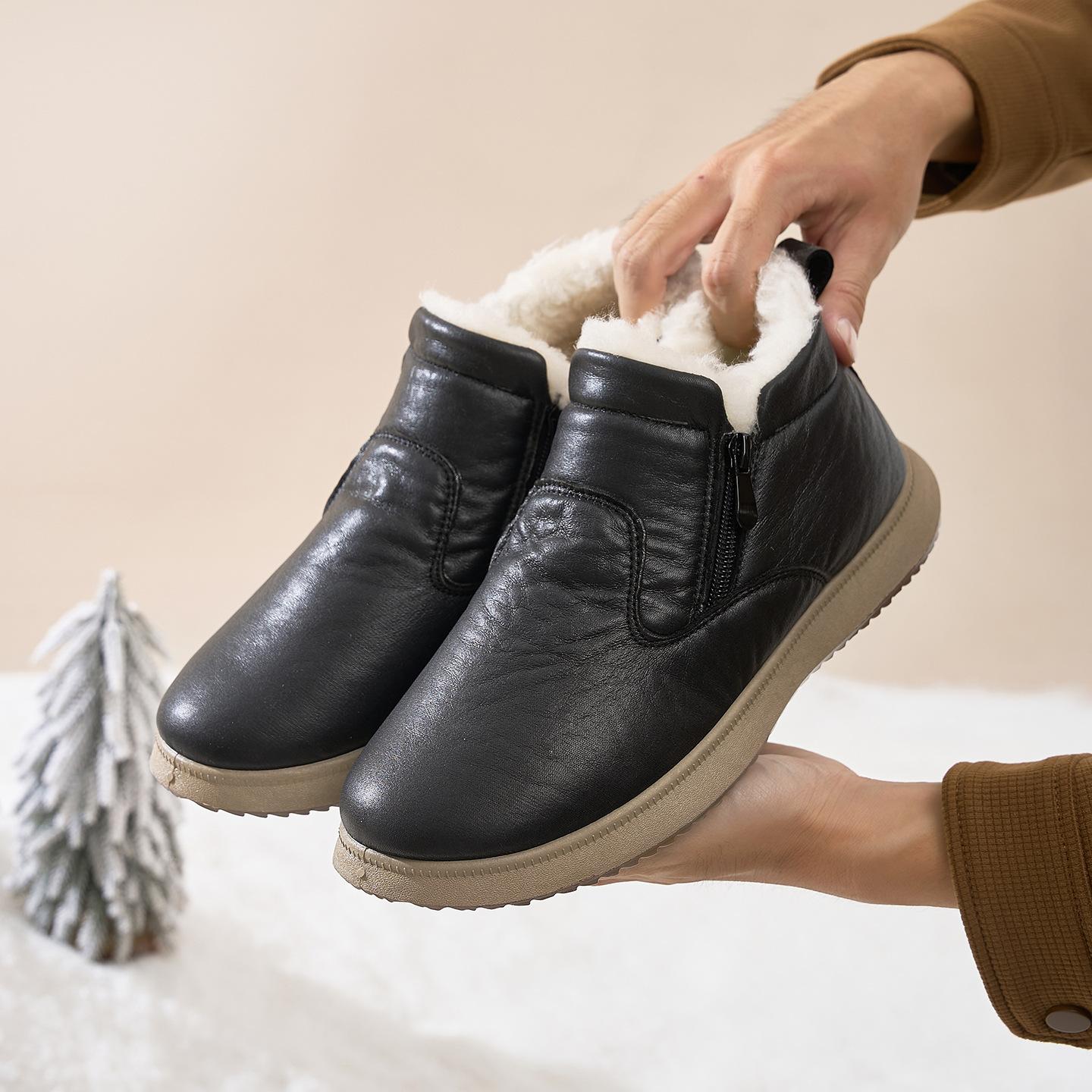 

Мужские зимние теплые сноубутсы с подкладкой из искусственного меха, водонепроницаемые, нескользящие ботильоны до щиколотки для мужчин, удобная уличная обувь из искусственной кожи, ботинки для ходьбы и работы 44