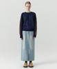 Leuba Rear-Slit Denim Long Skirt - Light Blue