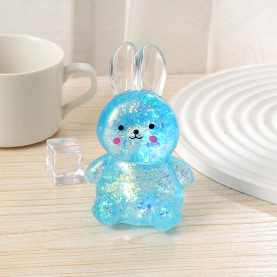 1/4Pcs Transparent Glitter Bunny Squeeze Toy Slow Rebound Stress Relief Cartoon Rabbit Sensory Toy Decompression Animal Stress Ball
