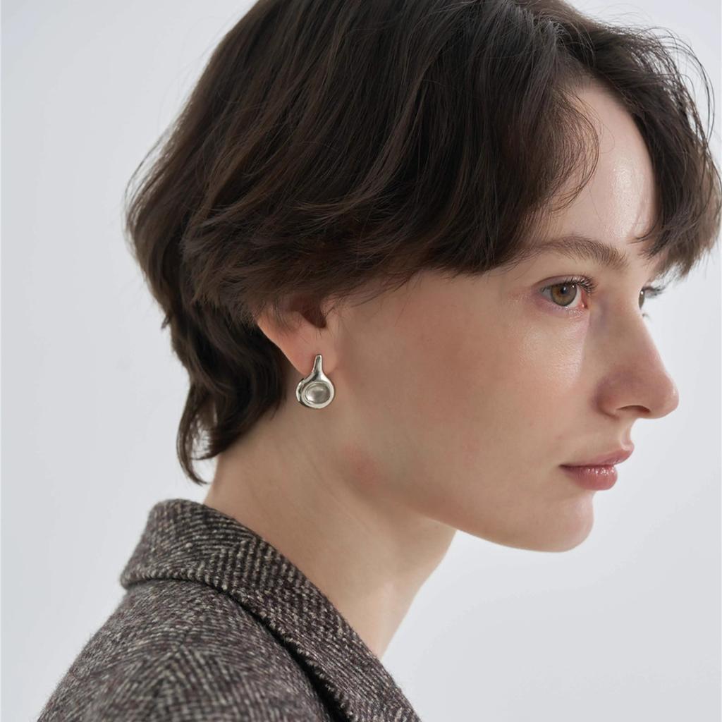 Wind Temperament Sweet Four-Color Crystal Stud Earrings Fashion Commuter Jewelry Niche Simple Earrings Women
