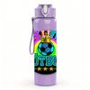 1PC Retro Colorful Futbol Badge Print 750ml Color Plastic Sports Water Bottle Leakproof Flip Straw Lid Suitable for Sports Office Home Use
