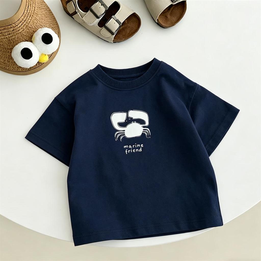 White T Shirt Strawberry Print Tees Round Neck Bottoming Shirt Summer Pure Polyester Clothes Toddler New Loose Casual Sports Tees