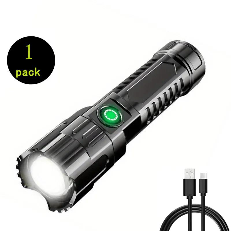 Super Bright LED Flashlight Type-C Rechargeable Long Range Tactical Torch Outdoor Waterproof Emergency Camping Fishing Lantern