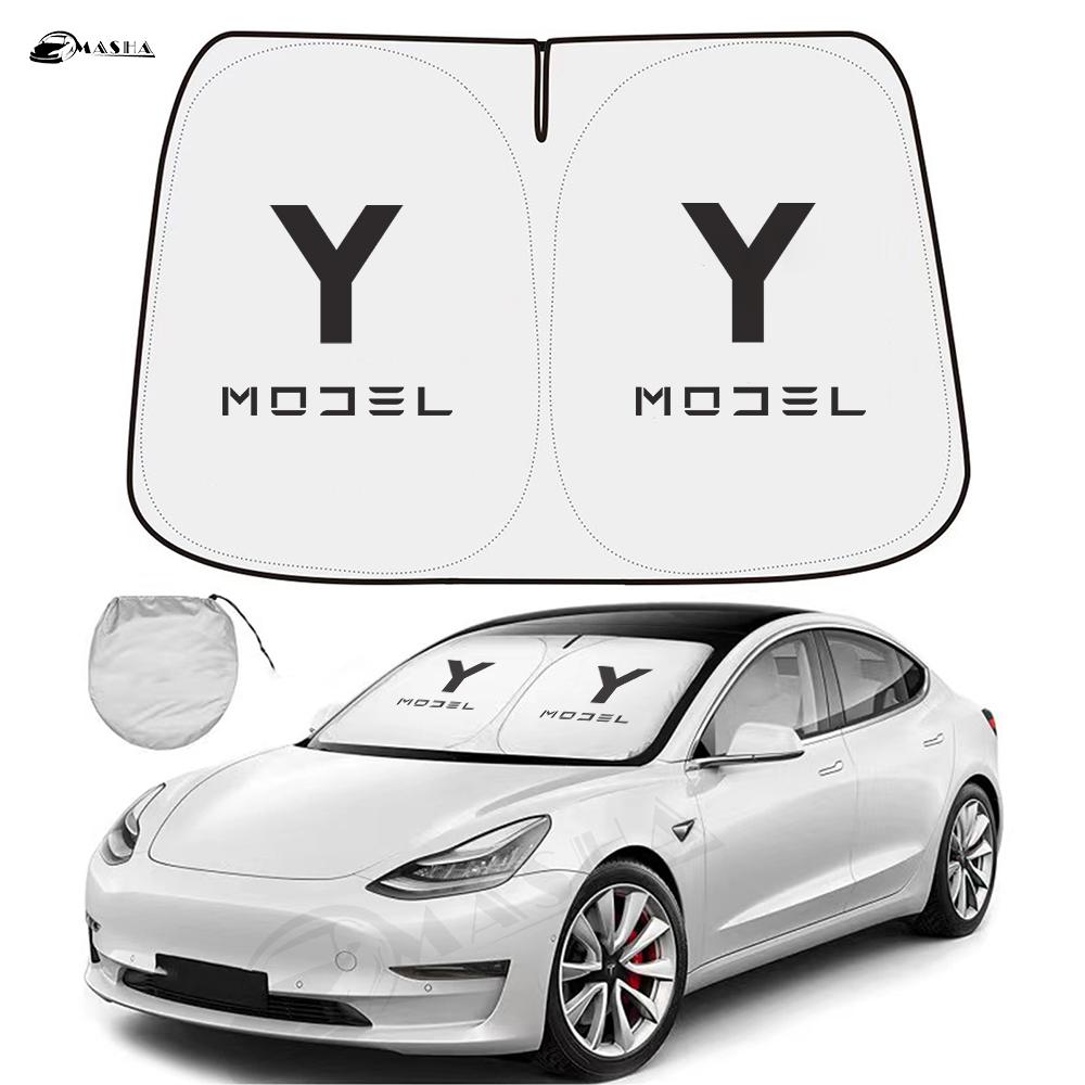AEQTV1 For Tesla Model Y 3 2016-2022 2023 2024 Car Sun Shade Front Window Shade Cover Visor Windshield Sunshade Model 3 Y Accessories