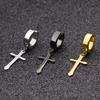 Mode Titanstahl Kreuz Ohrclip Ohrringe Für Männer Frauen Edelstahl Punk Schwarz Einzelner Ohrring Fake Ohrringe Zirkon