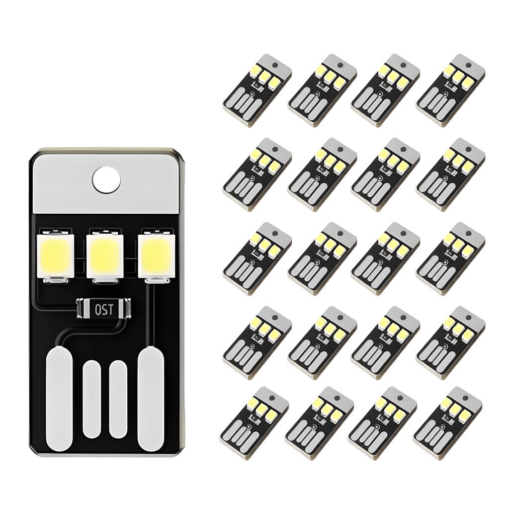 20 Pack USB Mini LED Book Light 5V 0.2W 2835 SMD White Light Night Lamp for Power Bank Laptop Computer Reading Use Portable Light