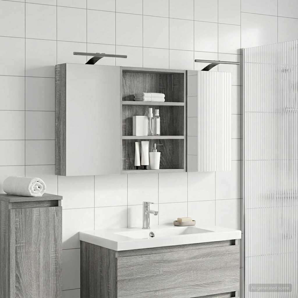 Bathroom Cabinet Set 3 Pcs 100 X 10.5 X 50 Cm Particleboard