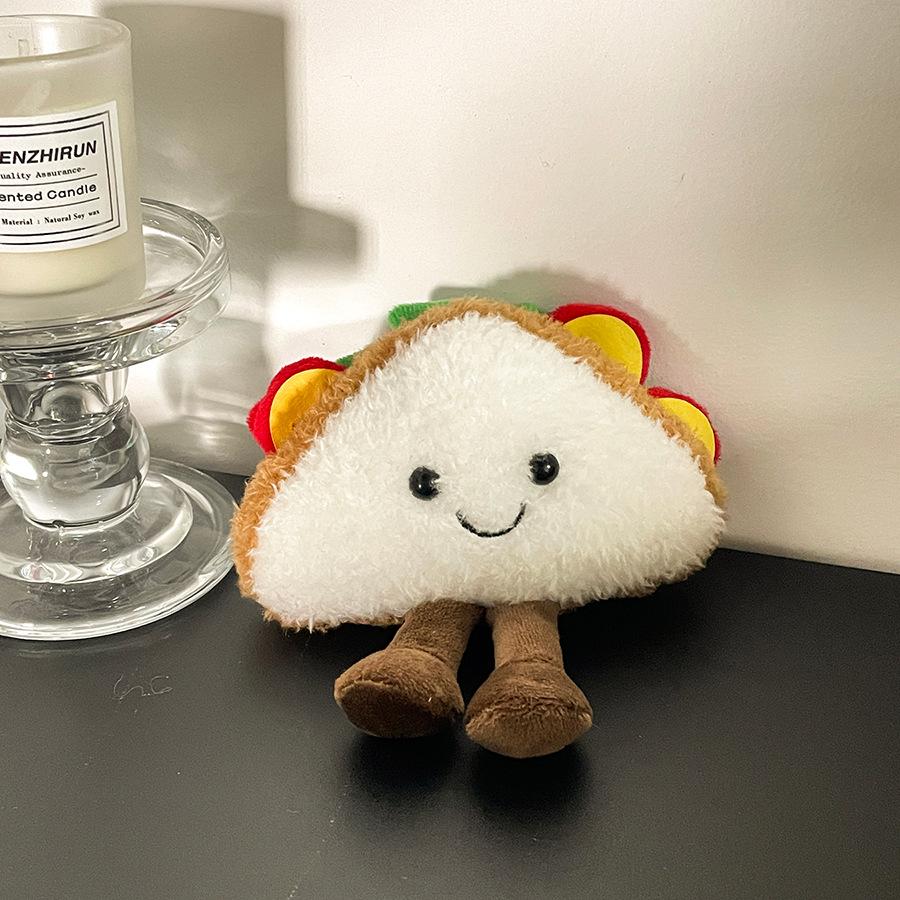Cartoon Sandwich Pendant Plush Toy Taco Doll Bag Hanging Decoration Keychain Food Doll Gift