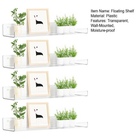 Transparent Floating Shelf Acrylic Bathroom Shelf Modern Wall Mounted Shelf for Perfume Decoration