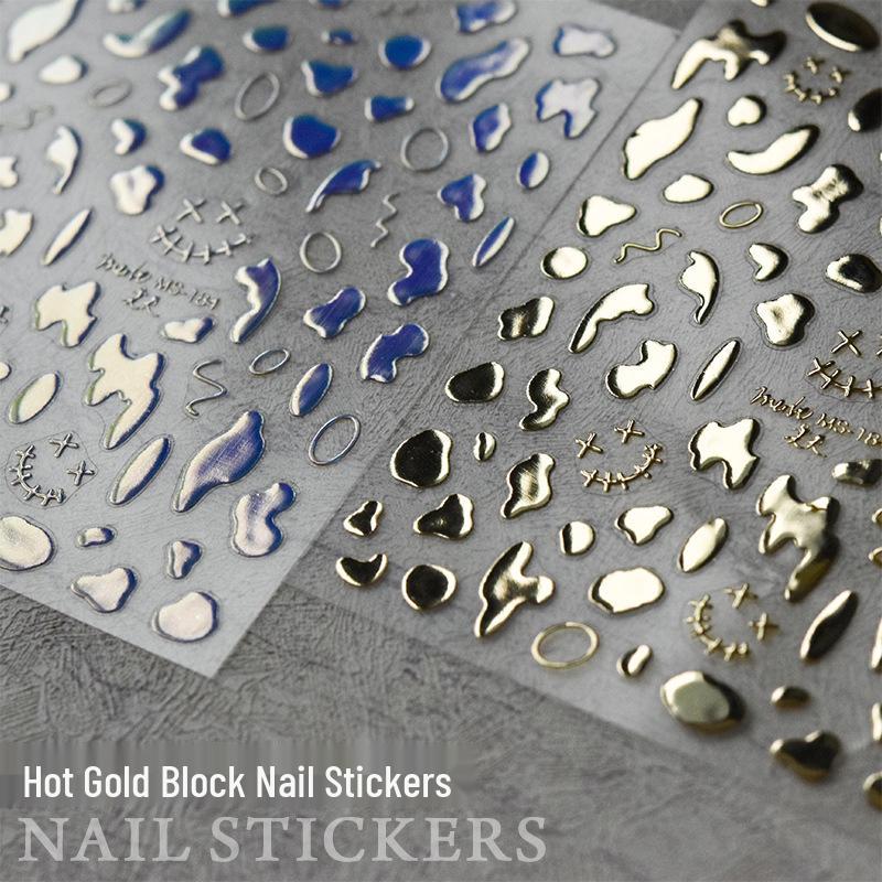 

Minimalist Punk Style Electroplated Laser Nail Stickers: Embossed Dark Solid Colors