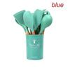 11pcs Wooden Handle Silicon Utensil Kitchen Tools Cookware Spatula Soup Spoon Brush Ladle Pasta Colander Non-stick Kitchenware