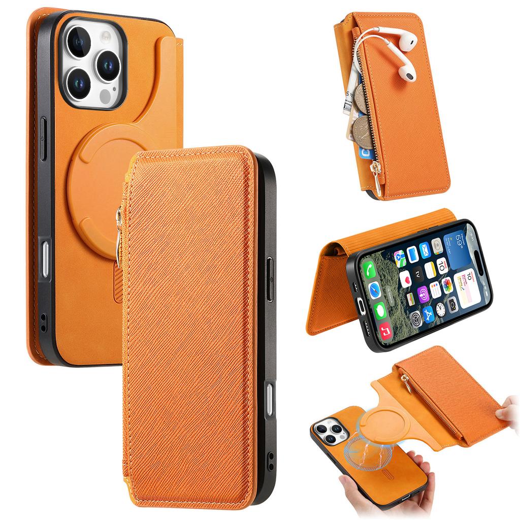 CASENEO For iPhone 16 Pro Case Cross Texture Leather Detachable Magnetic Phone Cover