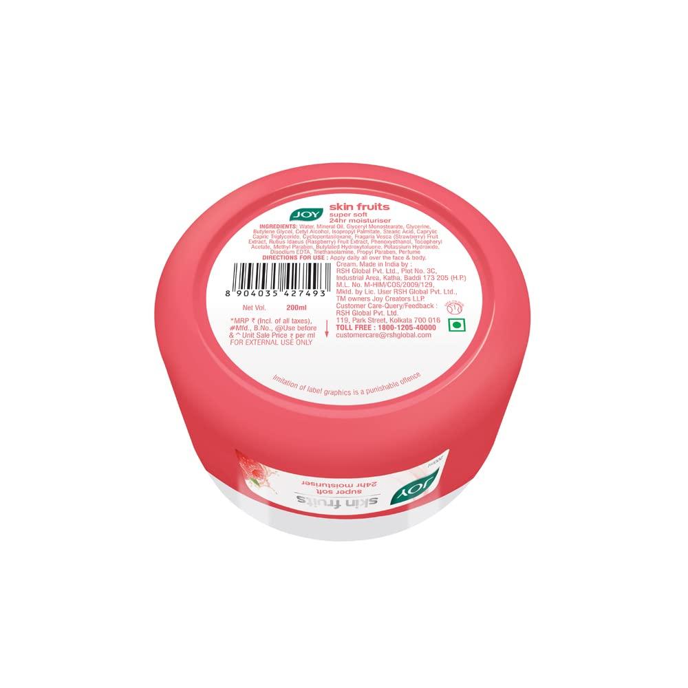 JOY Super Soft Cold Skin Cream with Vitamin E & Berries 200ml for 24 Hr Hydration Face Body Hands