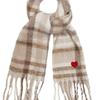 GRAVER [BAG&ACC] Heart Smile Embroidered Bold Check Muffler_Beige
