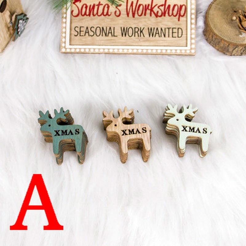 24pcs/set Wooden Christmas Tree Ornaments Snowflakes Stars Elk DIY Christmas Hanging Pendant