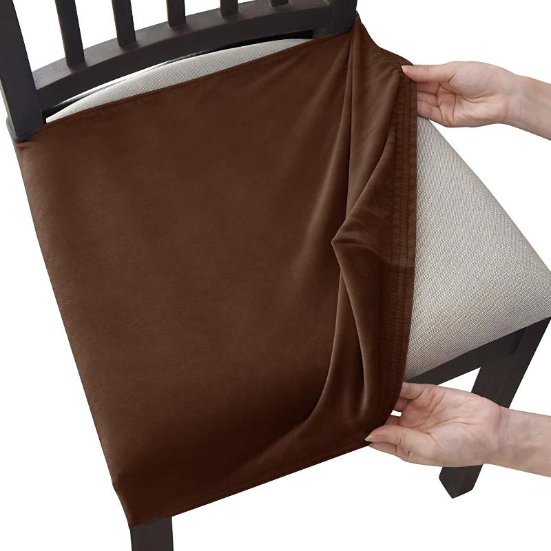 Velvet Chair Cover With No Backrest Anti-Dust Stretch Chair Covers For Dining Home Kitchen Office Upholstered Seat Slipcovers