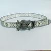 Harajuku Waist Belt Shinning Rhinestone Buckle Belts for Woman Men Rhinestone Skull Decor Waist Strap for Jeans Dress