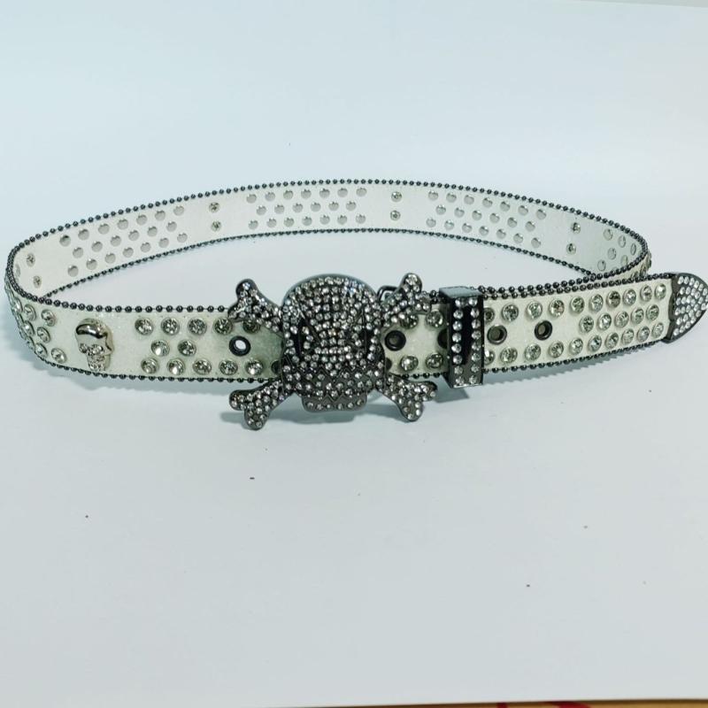 Harajuku Waist Belt Shinning Rhinestone Buckle Belts for Woman Men Rhinestone Skull Decor Waist Strap for Jeans Dress