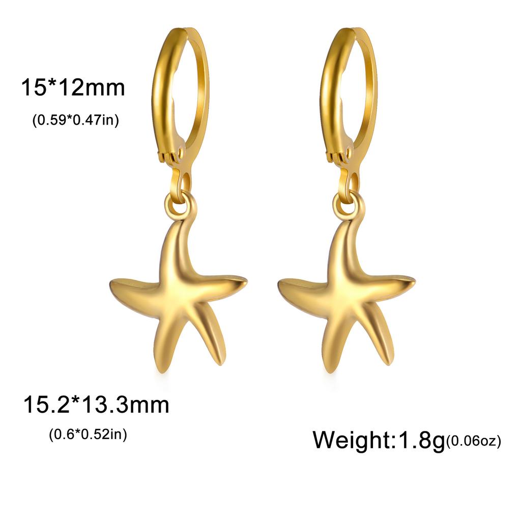Heart Shaped Starfish Sun Pendant Hoop Earrings For Women Fashion Jewelry Gift
