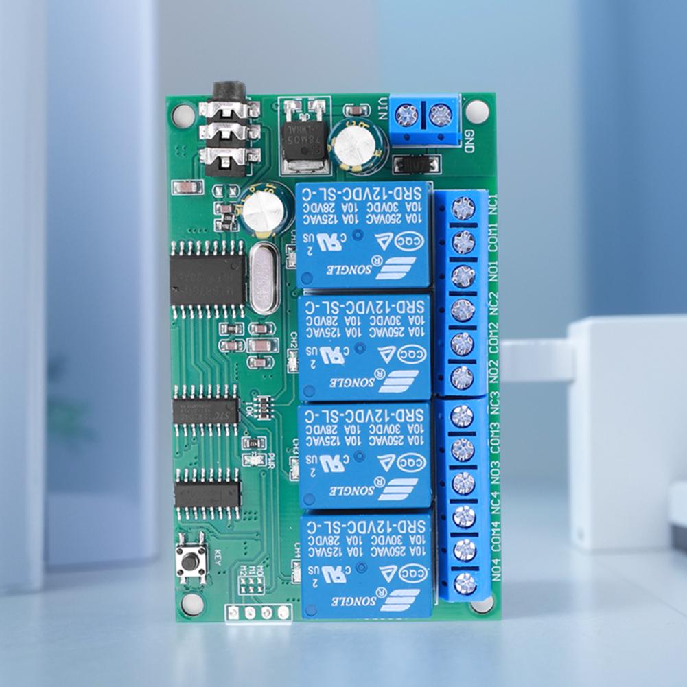 AD22B04 4 Channel DTMF Signal Tone Voice Decoder Relay Switch Module Non-Locking/Self-Locking/Interlocking/Time Delay