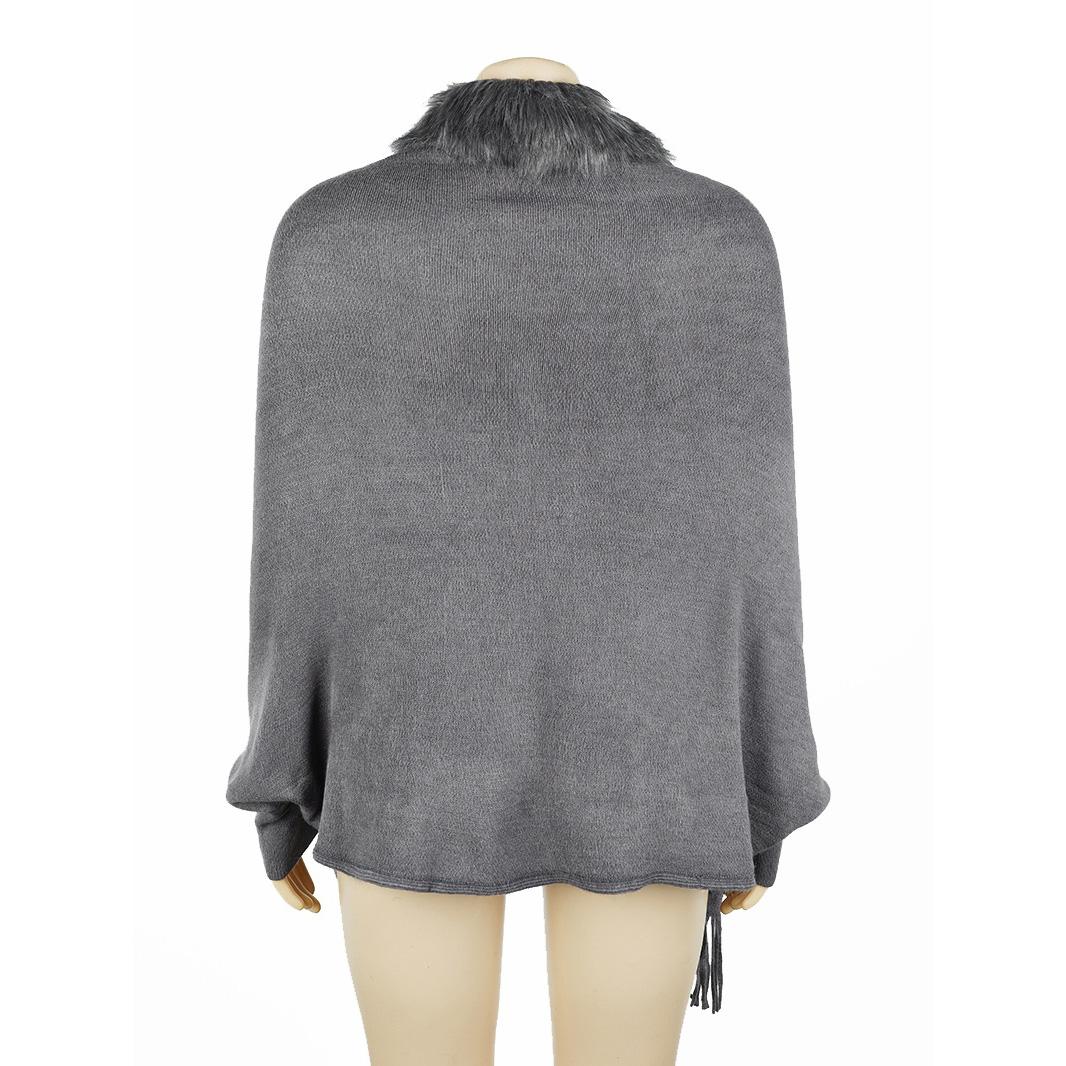 Осень и зима Женский однотонный свободный кардиган с рукавами «летучая мышь» — фото 13