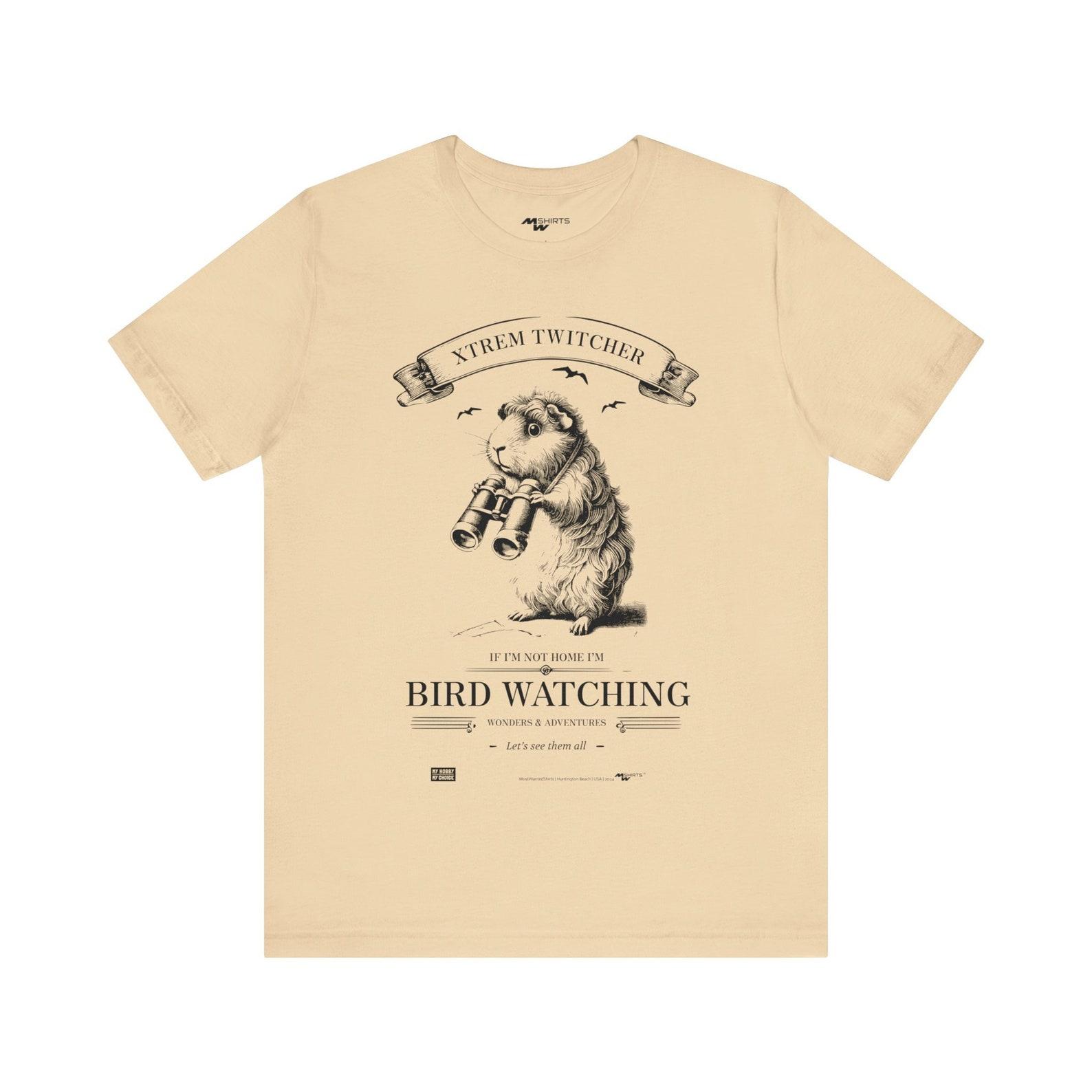 Birdwatcher Guinea Pig T-Shirt: Vintage Engraving Style Twitcher Gift M