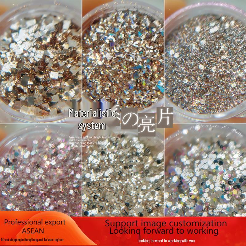 

Super Shiny Gold Glitter Nail Art Sequins: Irregular Mixed Crushed Diamond Powder