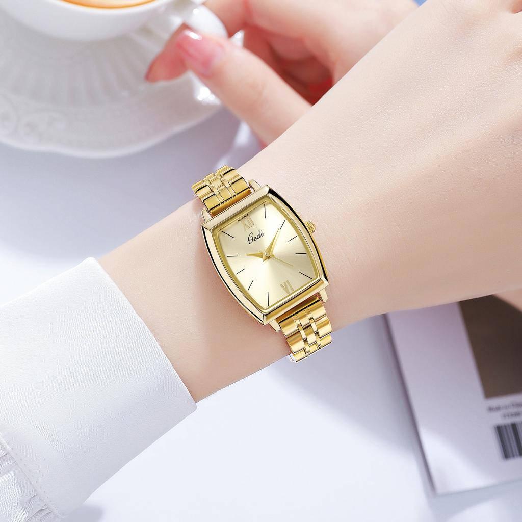 Simple Retro Wine Barrel-Shaped Women'S Watch Niche High-End Stainless Steel Watch Quartz Women'S Watch