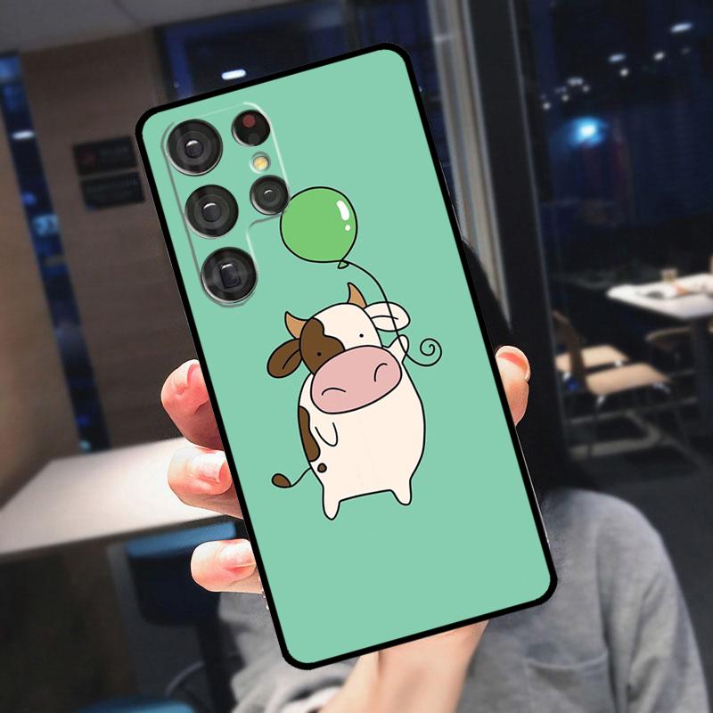 Cartoon Cute Cow Spots Cover For Samsung Galaxy S25 S24 S21 S22 S23 Ultra S9 S10 Plus S24 FE S21 FE Phone Case