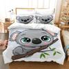 Cartoon Koala Cute Animal Leaves Flowers Comfortable Duvet Quilt Cover Pillowcase Bedding Set Bedroom Decoration Home Textile
