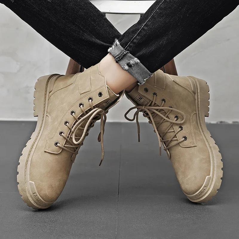 Buty motocyklowe męskie Outdoorowe buty męskie Obuwie robocze i ochronne Klasyczne buty do kostki Buty za kostkę