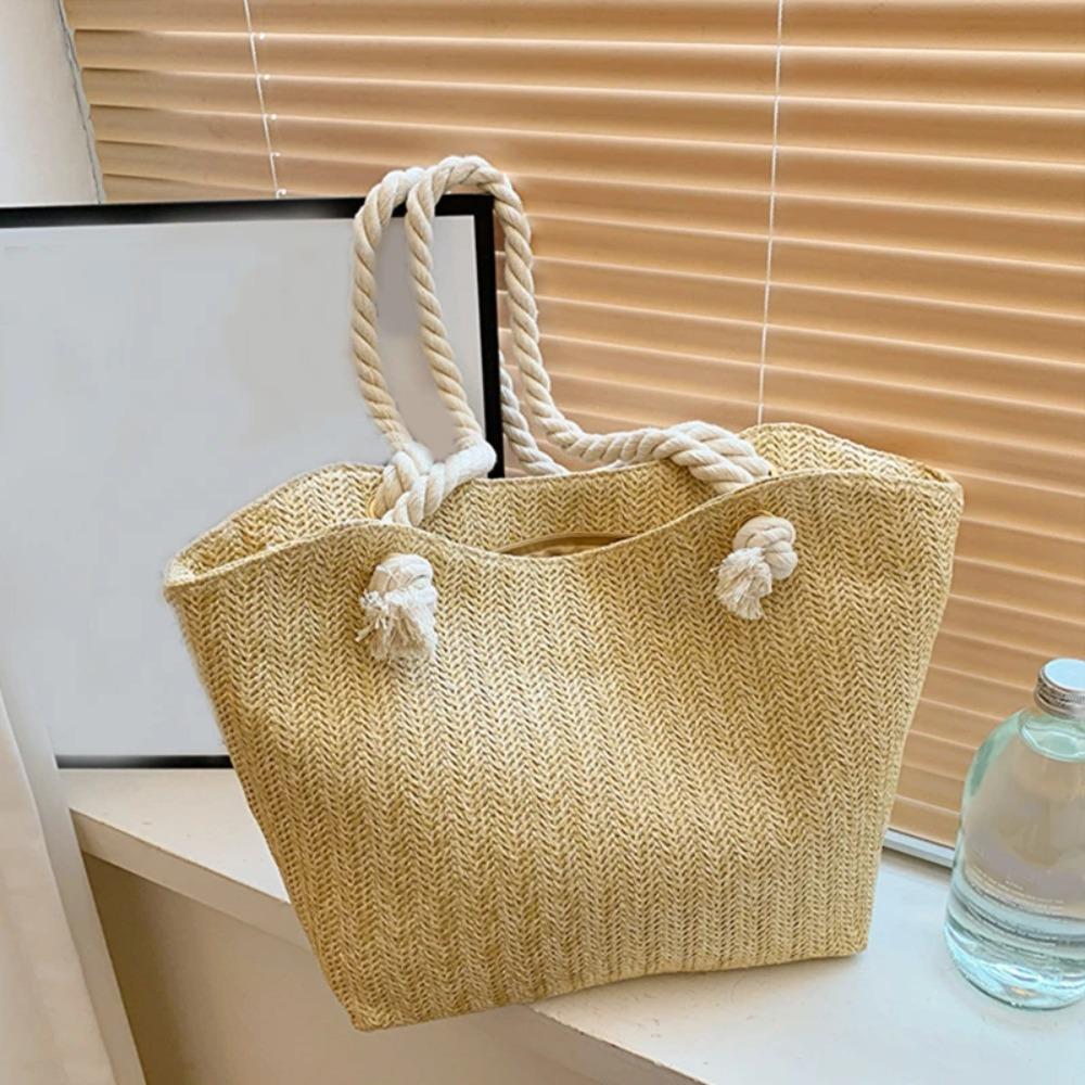 Elegante Damen-Strohtasche Böhmische Unterarm-Umhängetasche Langlebige Lässige Strandhandtasche Outdoor