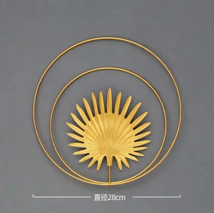 Creative Fashion Nordic 24cm Iron Wall Hanging Ornament Gold Picture Frame Ginkgo Leaf Palm Tree Wall Background Decor Room Home