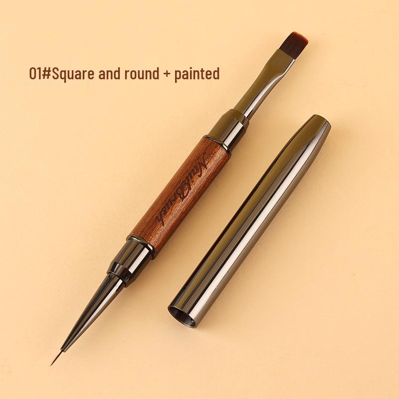 Little Red Book Sandalwood Double-Ended Nail Art Gel Pen (Square, Round, Long Line Brush)