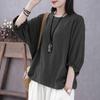 Plus-size Women's Clothing, Summer Short-sleeved Tops, Batwing Sleeve Five-pocket Tops