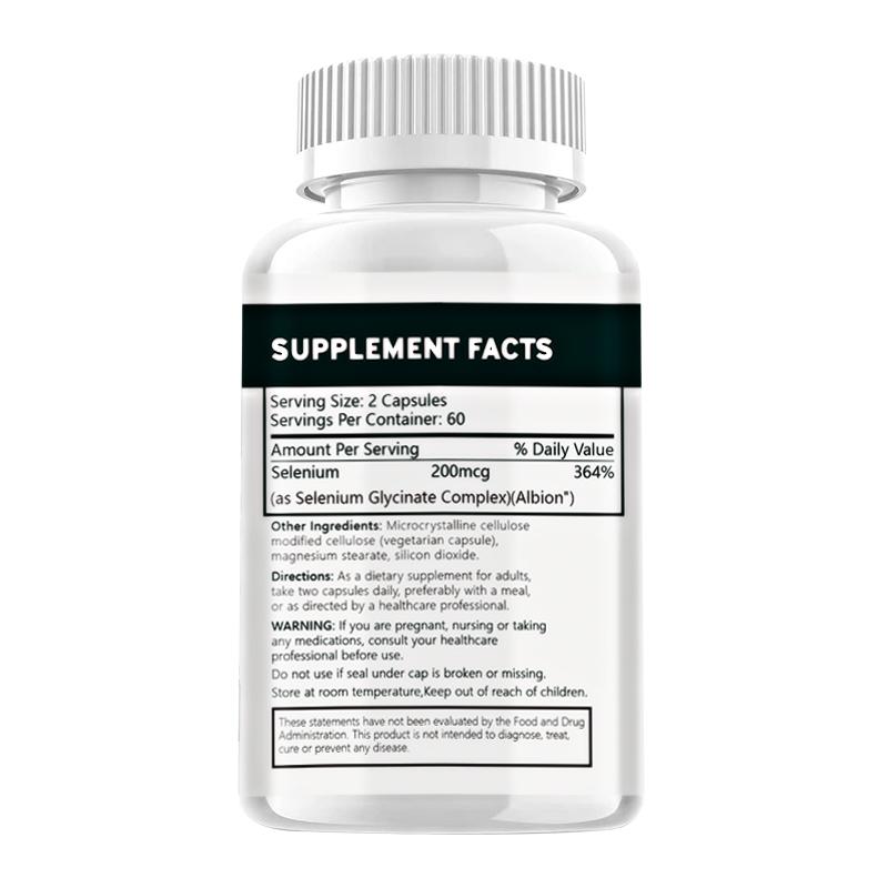 Pslalae Selenium Extract Capsules, 200 micrograms per serving, all-natural, 120 capsules, suitable for adults, high absorption rate.