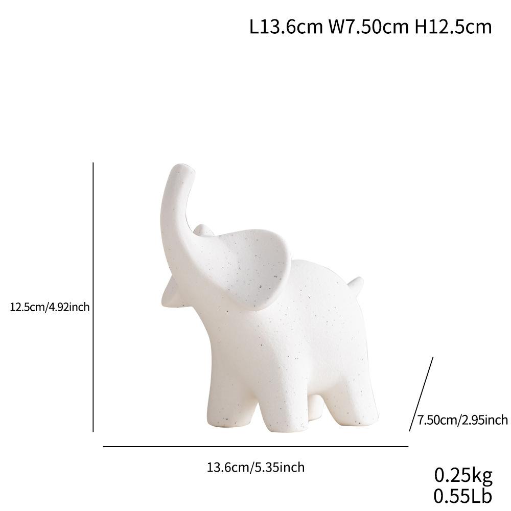 Ceramic Elephant Figurines White Brown Nordic Abstract Modern Art Home Living Room Bookshelf Decoration Office Desktop