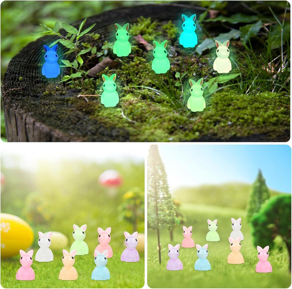 100/200Pcs Mini Resin Bunnies Miniature Figures 3D Little White Rabbit Ornament Micro Landscape Dollhouse Decoration Diy Crafts