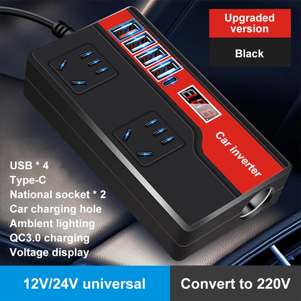Car Power Inverter Converter DC 12V/24V To AC 220V Car Power Converter Charger 2000W 4 USB 3.0 Electronic Device Charging