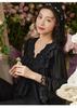 Retro Court Style Women's Nylon Mesh Home Wear Set (Long Sleeve Top and Pants)