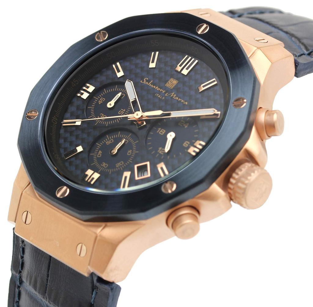 Salvatore Marra Blue Chronograph 10 ATM Water for Business and Formal Wear Men's Wristwatch, Resistant,