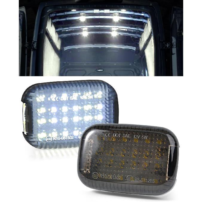 

TOP-MAX 2 Transit Interior Cabin Courtesy Lights Cargo Load Space Area Dome Lights Replacement for 2014-2024 Ford Transit 150 250 350 350 HD Van Smoked Lens